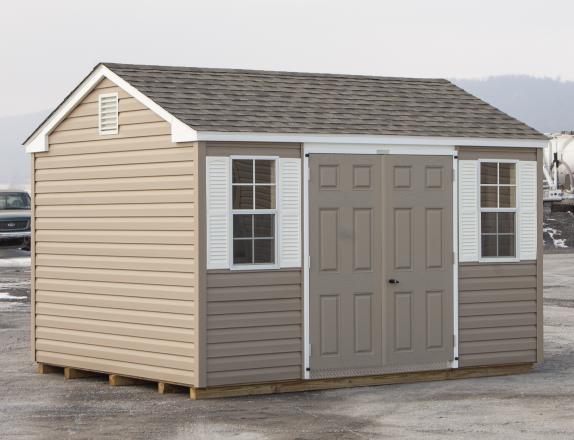 10x12 Peak Style Storage Shed with Clay Vinyl Siding from Pine Creek Structures